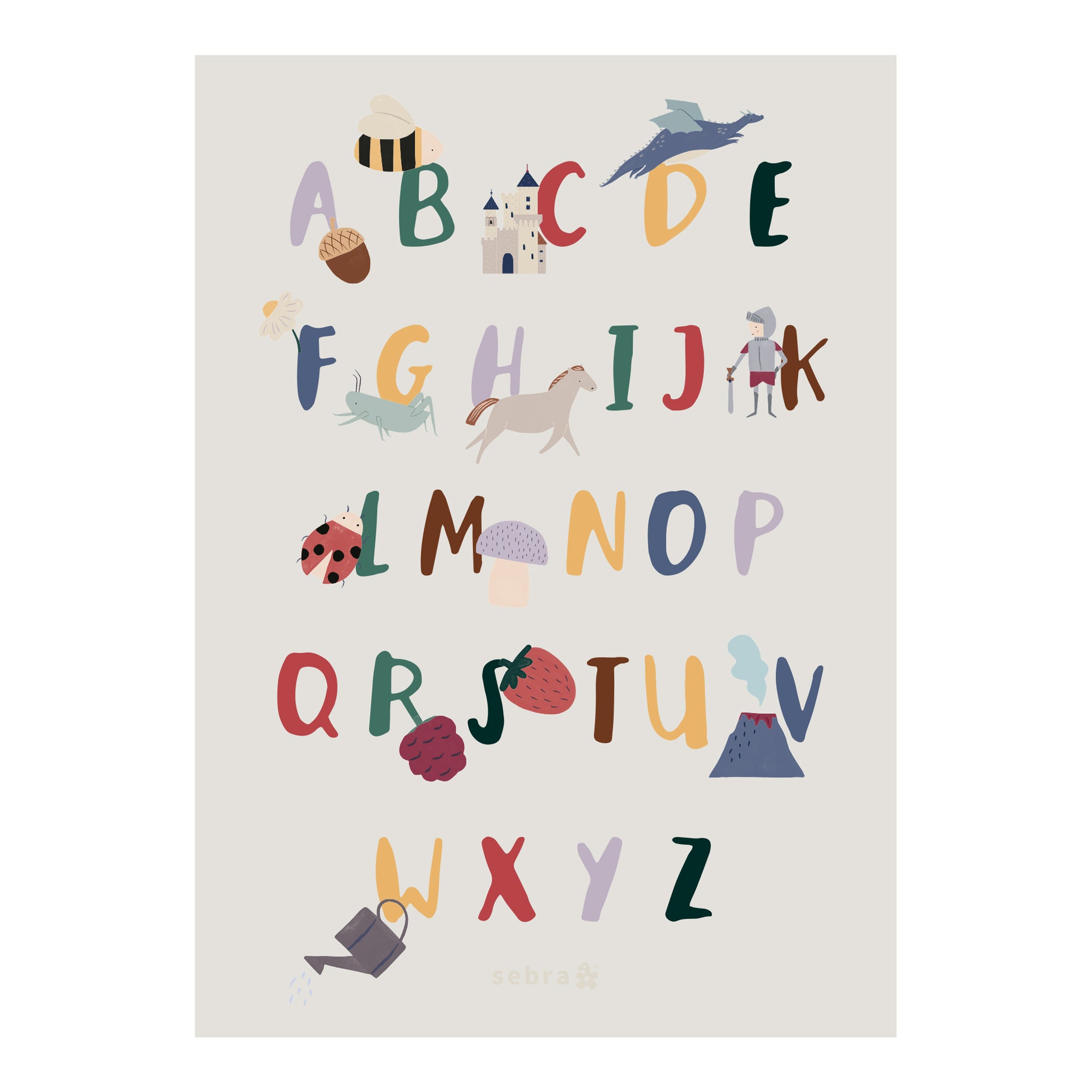 Sebra Pixie/Dragon, Plakat Alphabet A-Z (EN) - Sebra Play - Multi