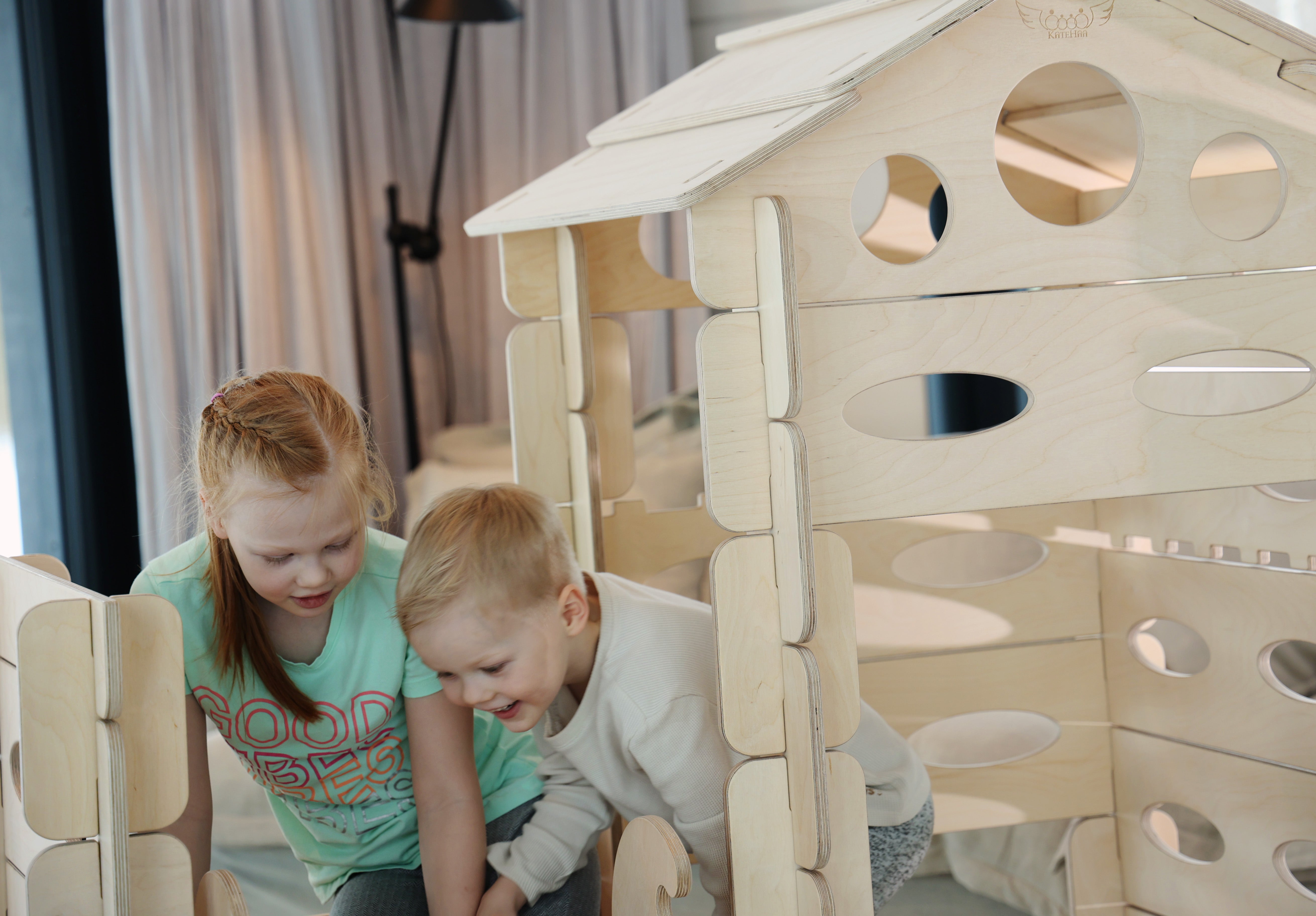 KateHaa KateHaa Holz Montessori Spielhaus - Bauen und Spielen Spielturm