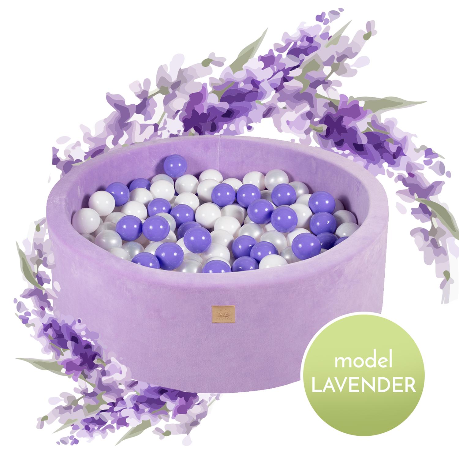 KiddoWorld Lila Samtkugelbad mit 250 Bällen - Lavendel-Set