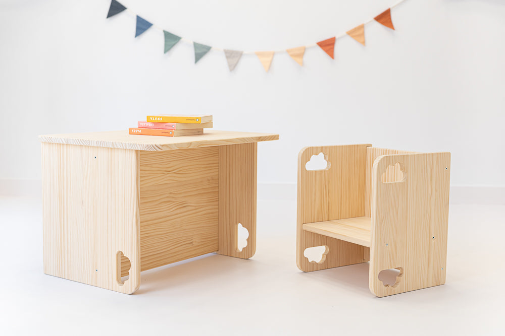 minipiu PACK · Escritorio + Silla Evolutiva für Kinder - Ein praktisches Schreibtisch- und Stuhlset für kleine Schulkinder