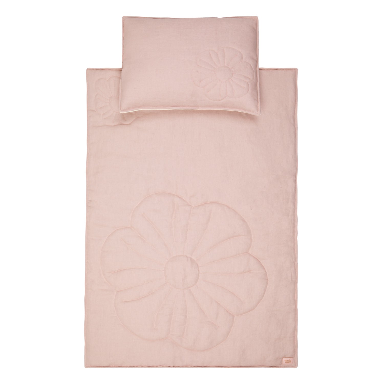 moimili Bettwäscheset Puderrosa Leinenblüte für Kinder - Eine gemütliche Bettwäsche in Puderrosa mit Leinenblüten-Muster für glückliche Kinder