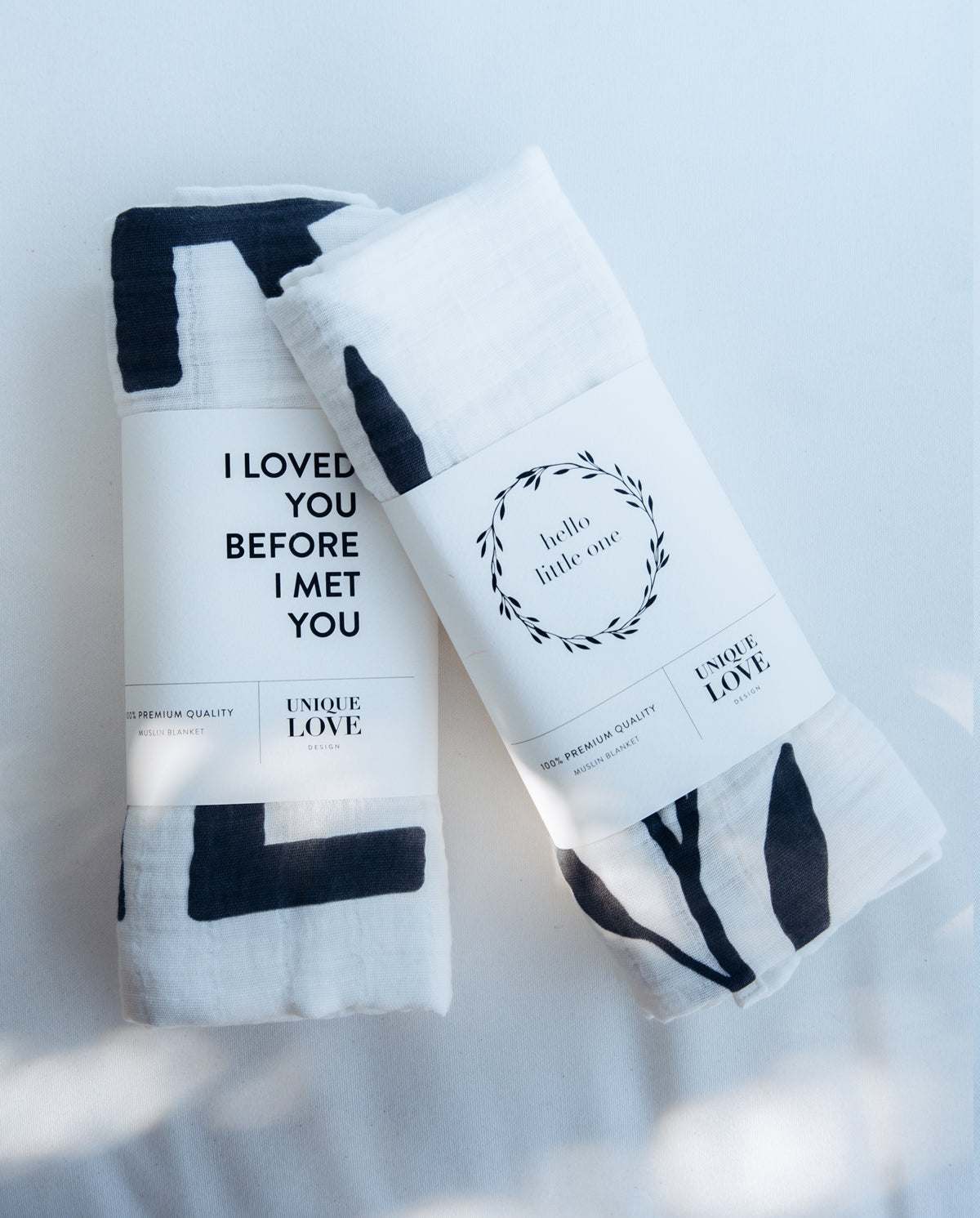 UNIQUE LOVE Musselin-Tücher "I loved you before I met you" - Swaddle- und Empfangsdekorationen