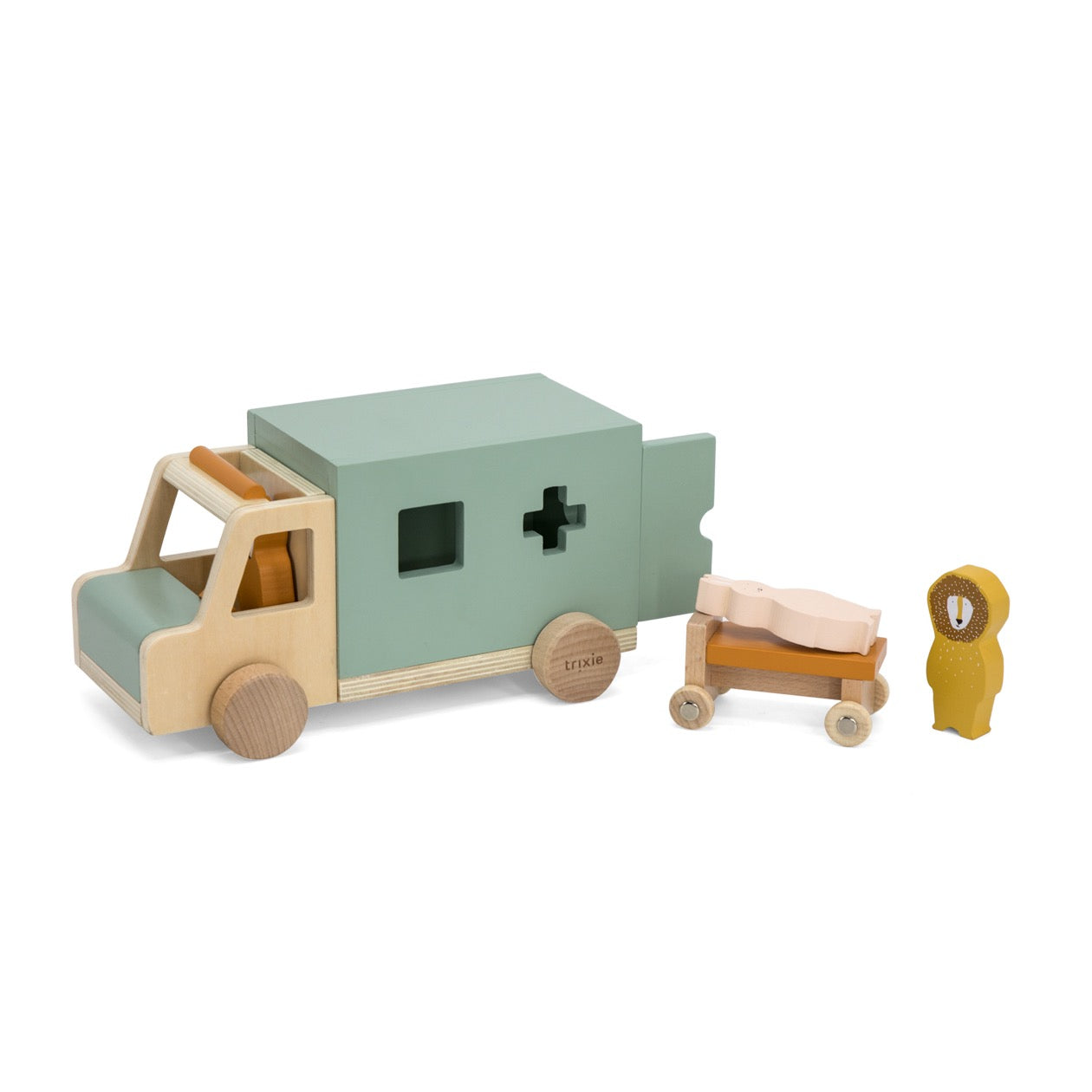 Trixie Tierischer Krankenwagen mit Holzfiguren - Spielset für kleine Retter 🚑