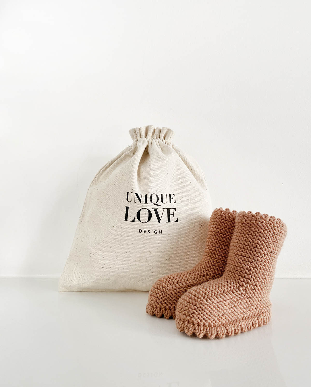 UNIQUE LOVE Strickschuhe Caramel - Bequeme Knit-Boots für jeden Tag