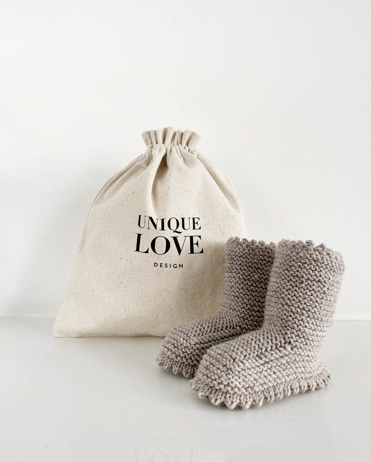 UNIQUE LOVE Weiche Knit-Boots für den Winter: Strickschuhe Sand