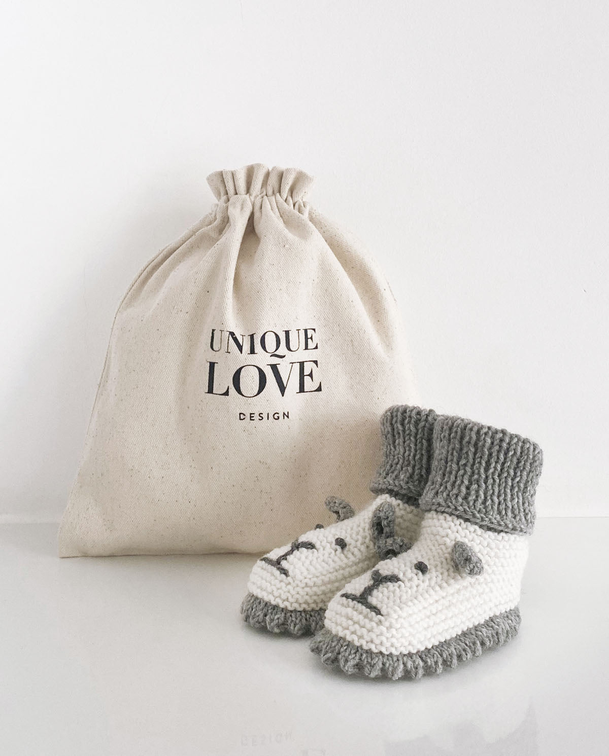 UNIQUE LOVE Strickschuhe Little Lion - Grau | Bequeme Knit-Boots für Babys
