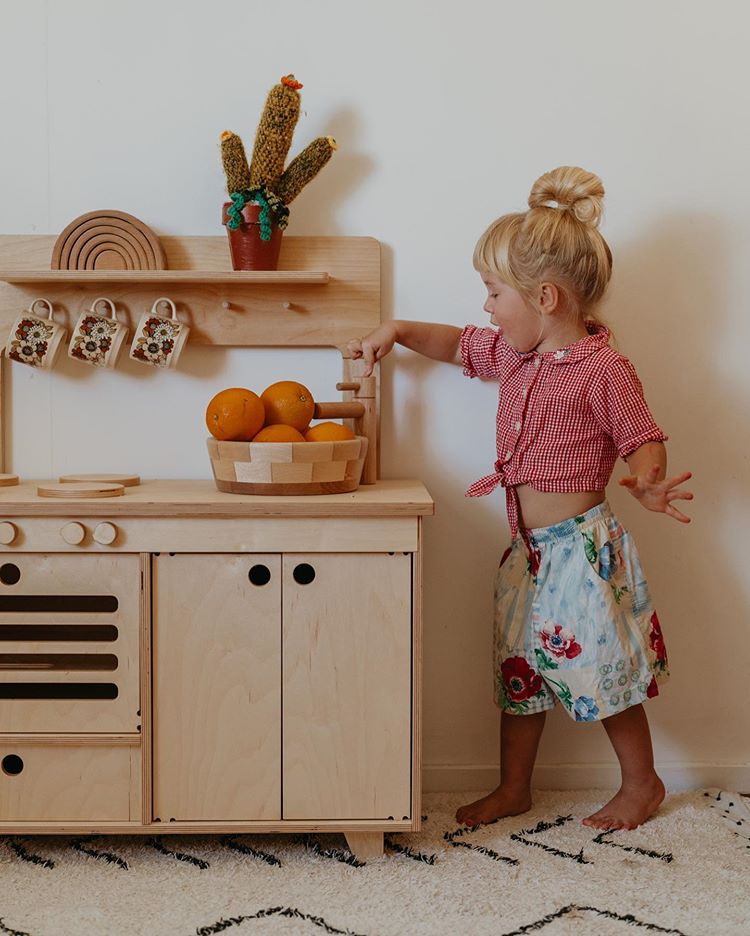 Baroni Toys Gioco Cucina in Legno Montessori, Mini Cucina in Legno