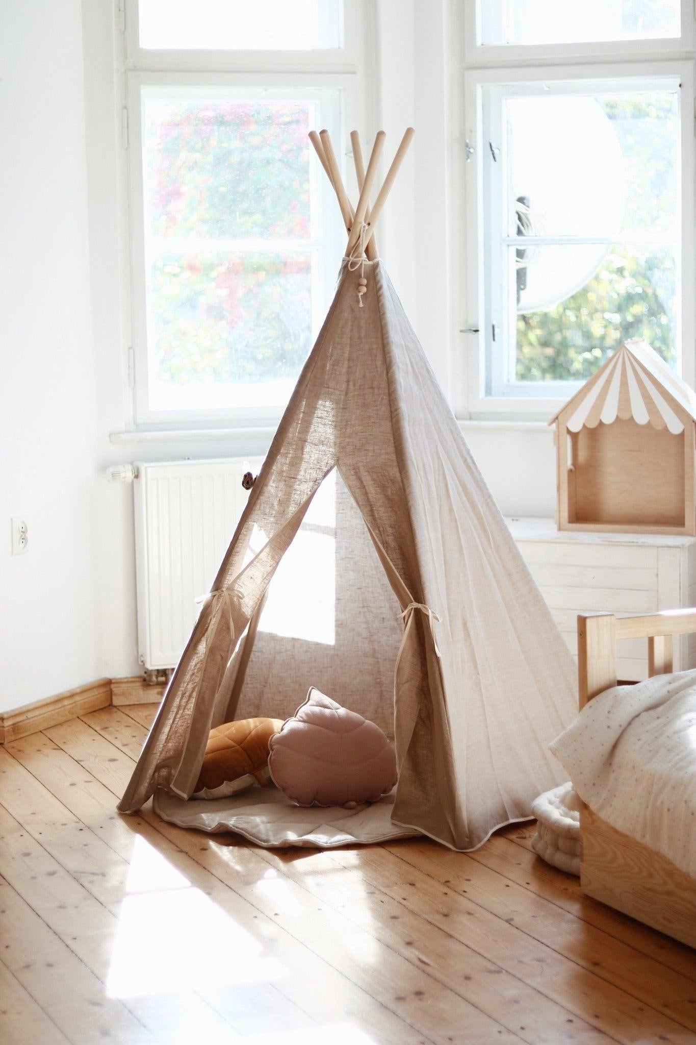 moimili Tipi-Zelt "Naturleinen" - Natürlicher Rückzugsort für Dein Kind