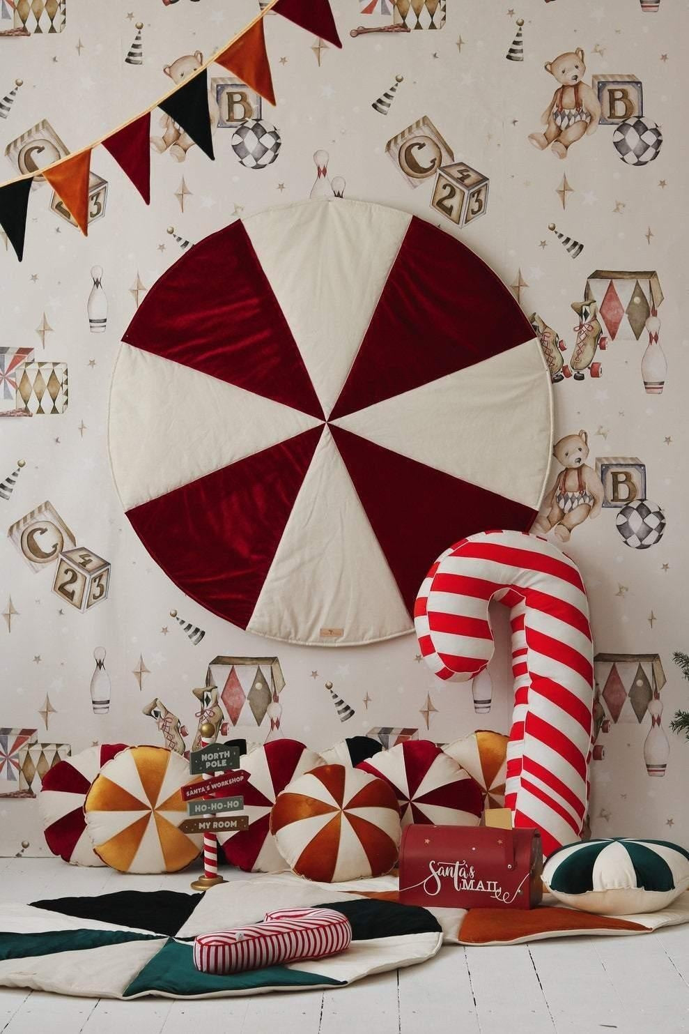 moimili "Red Candy" Kerst Ronde Patchwork Mat