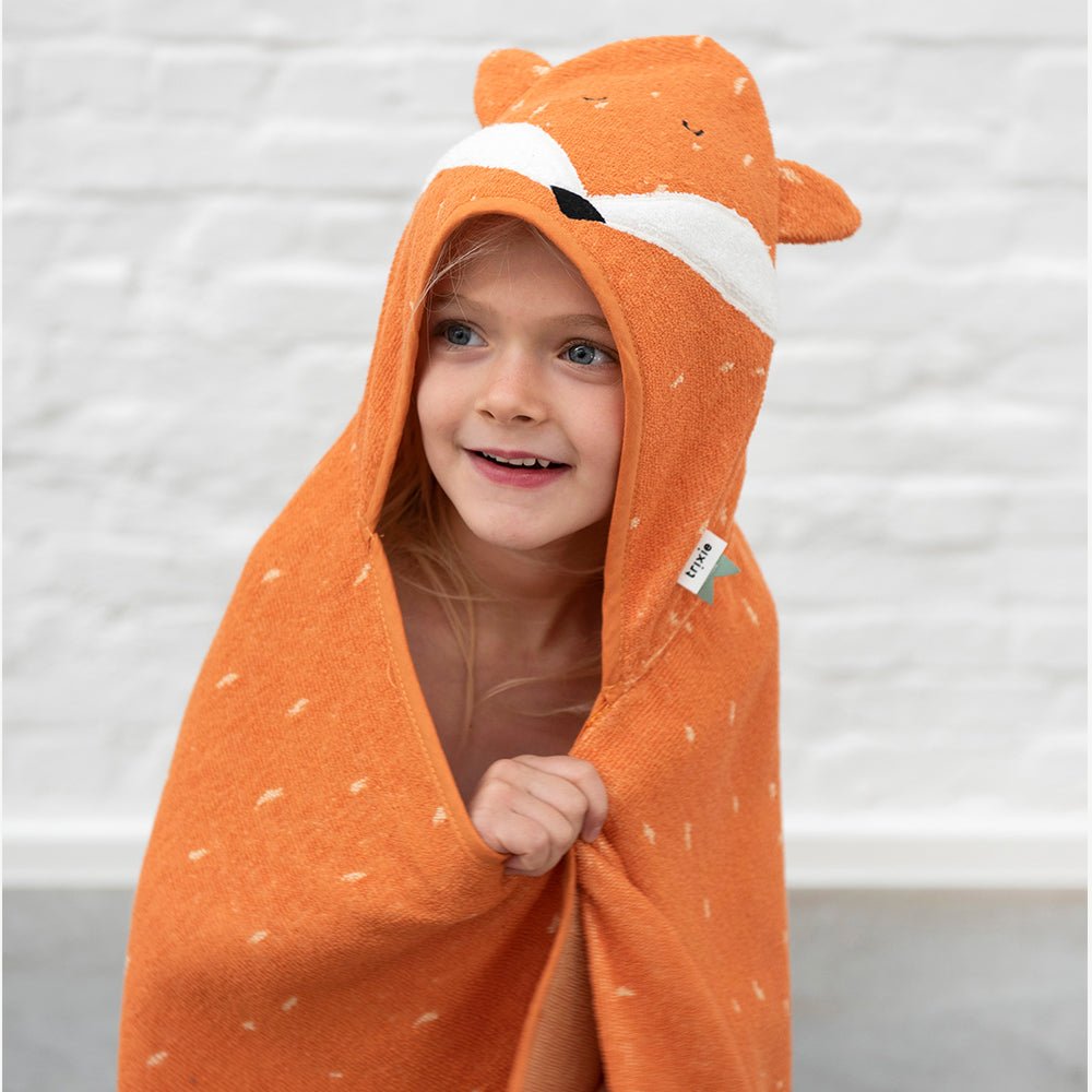 Tierdesign Badetuch mit Kapuze aus Mr. - in Orange Fox Bio-Baumwolle